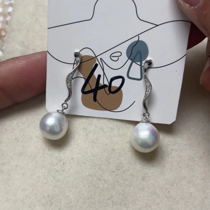 淡水珍珠耳饰银S925镶嵌