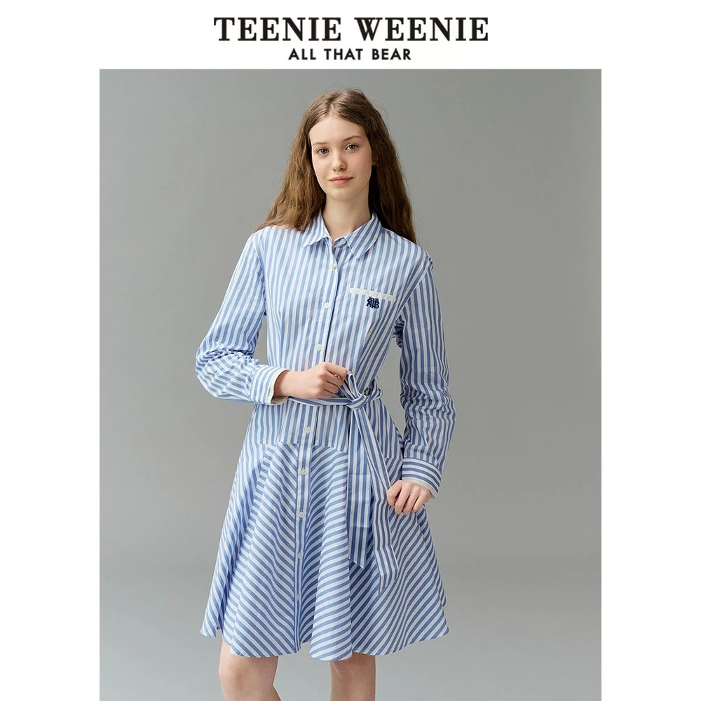【商场同款新品】TeenieWeenie小熊25欧若风条纹连衣裙TTOW251202E