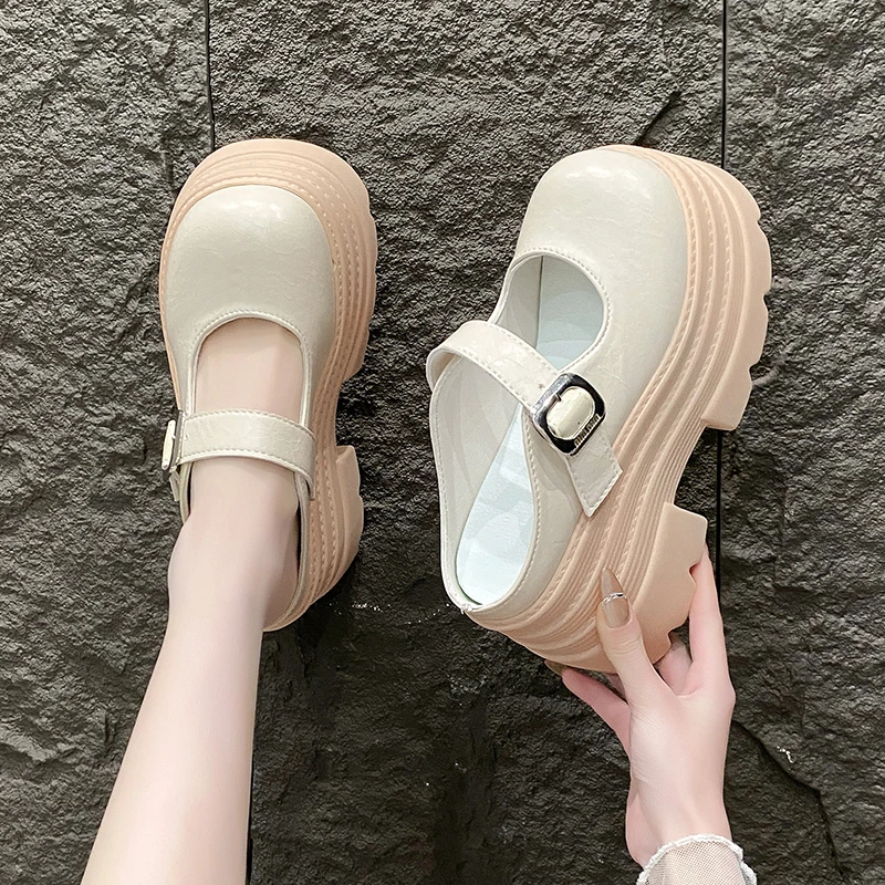 厚底增高包头拖鞋女外穿2025春夏新款法式勃肯鞋玛丽珍女鞋拖鞋女