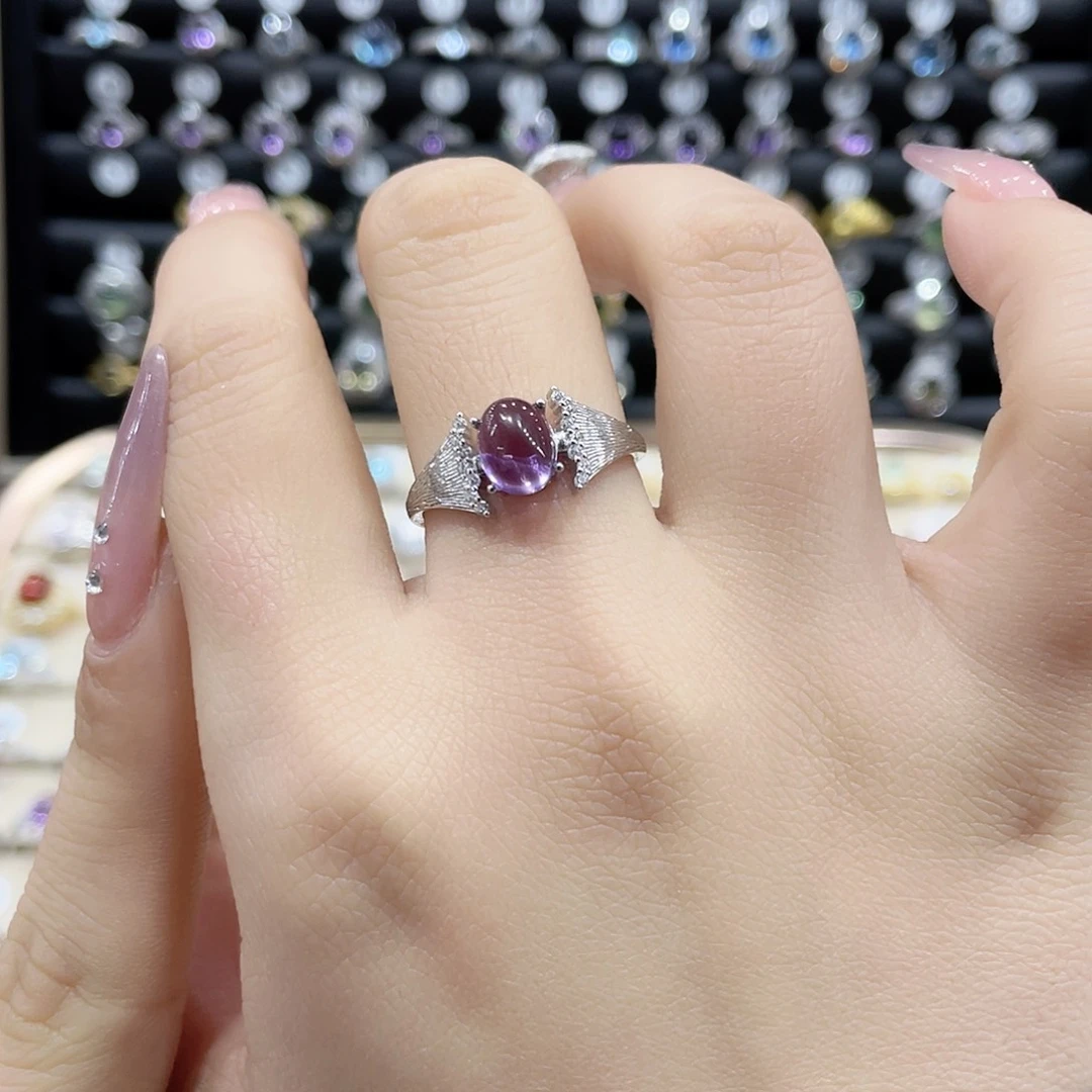 紫晶戒指银S925镶嵌戒指
