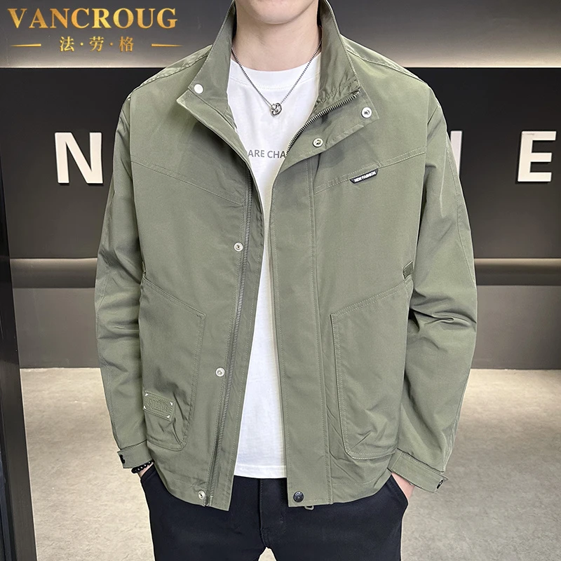 VANCROUG/法劳格夹克男士秋季新款宽松立领潮流帅气百搭防风外套