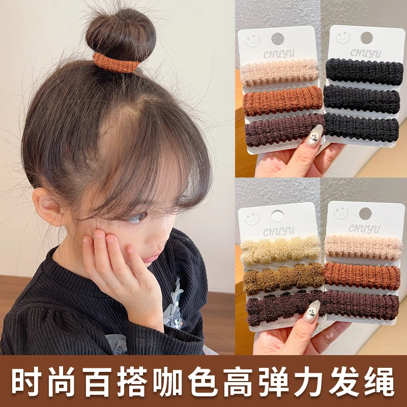 宝宝可爱彩色毛巾发圈儿童高弹力皮筋女童发绳秋冬款加粗头绳发饰