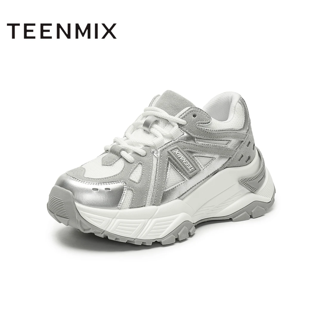 天美意2025春新款厚底休闲系带复古百搭增高女老爹鞋KD076AM5