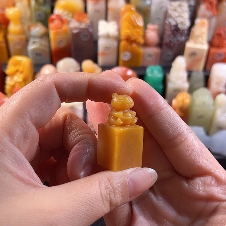 老挝石印石手工定制1.6厘米，猫咪，包刻