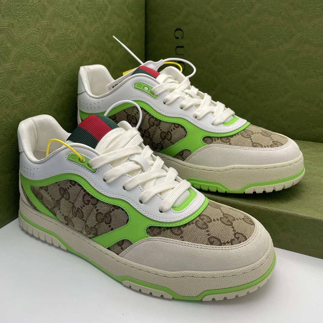 未使用 GUCCI/古驰 /42欧码/Re-web系列绿棕老花潮流运动板鞋