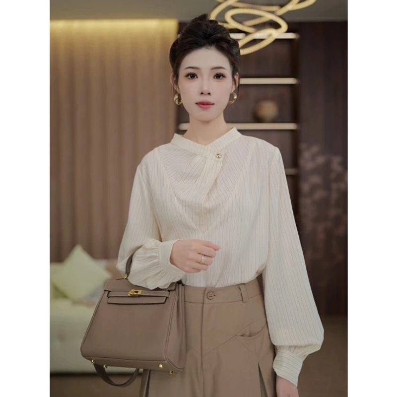 TITI定制【马赛海港】轻奢气质条纹长袖衬衫宽松显瘦上衣TL3903136