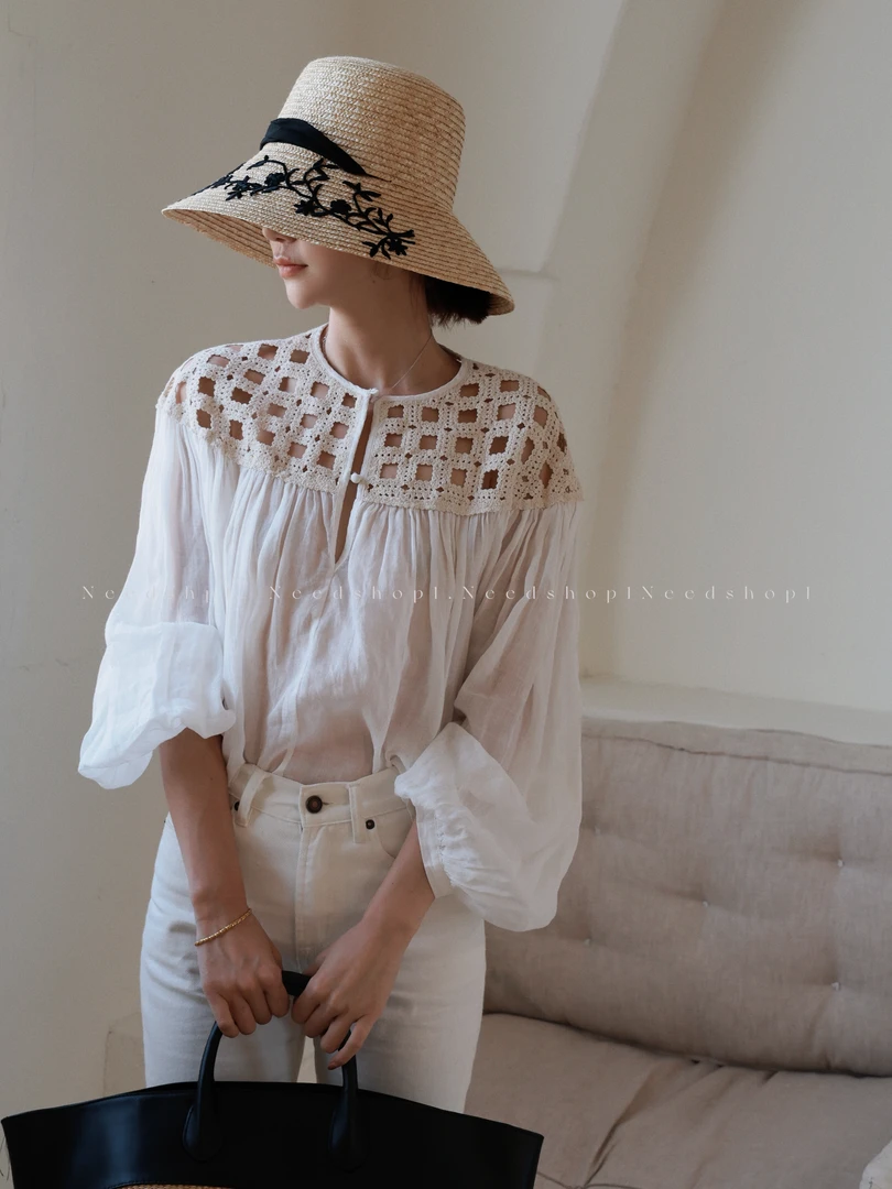 NeedShop1 【高级复古】重工镂空手工钩花上衣