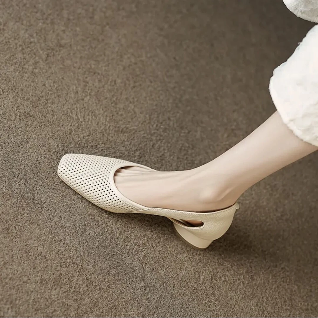 左右脚【3cm】34-40羊皮/猪皮/牛皮时尚镂空编织方头包头凉鞋女