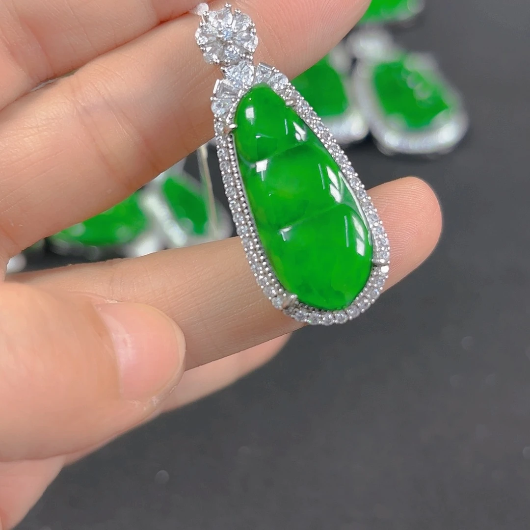 翡翠银S925镶嵌吊坠(不含链)