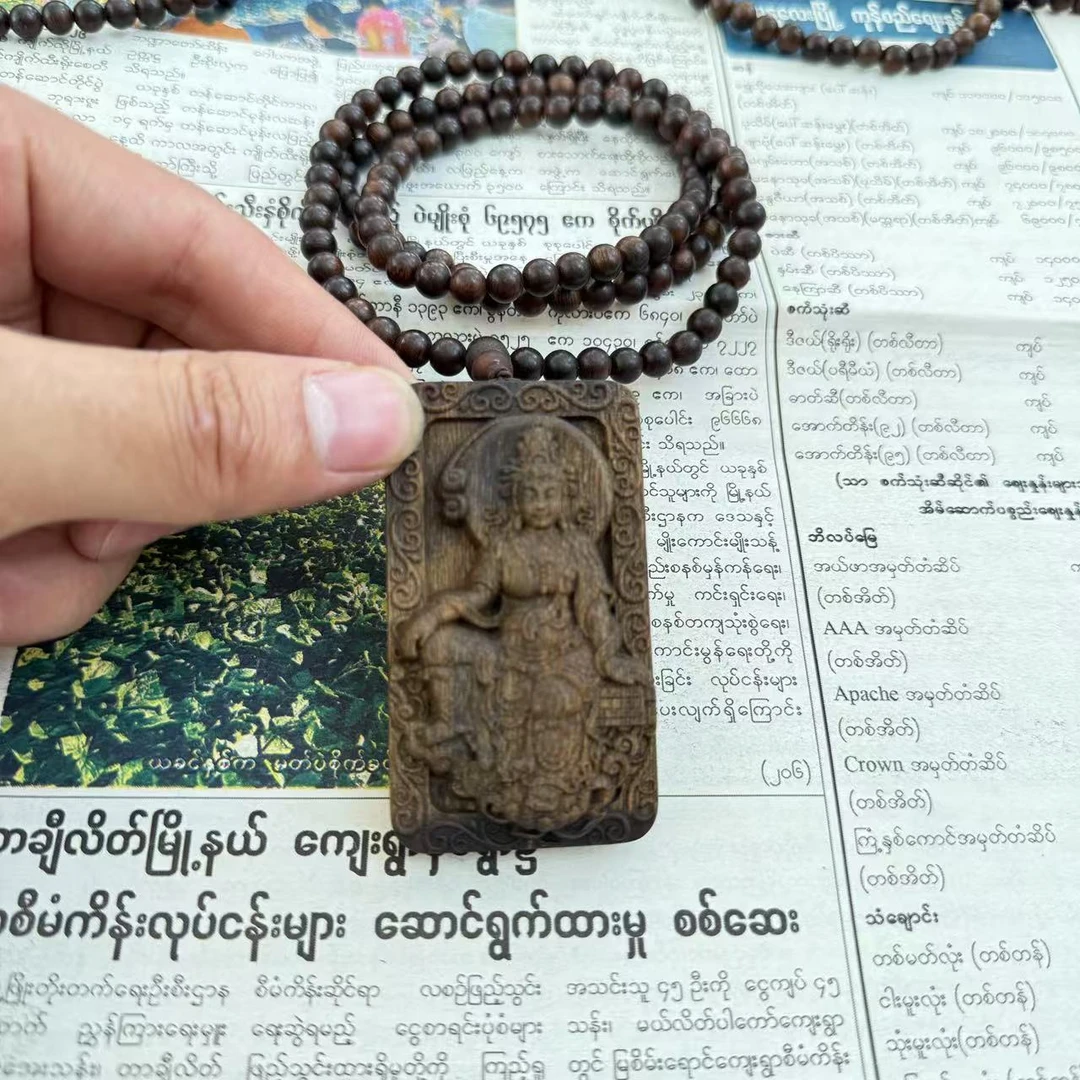 JLG100-13.1-0.6×108沉香珠串搭配沉香木吊牌