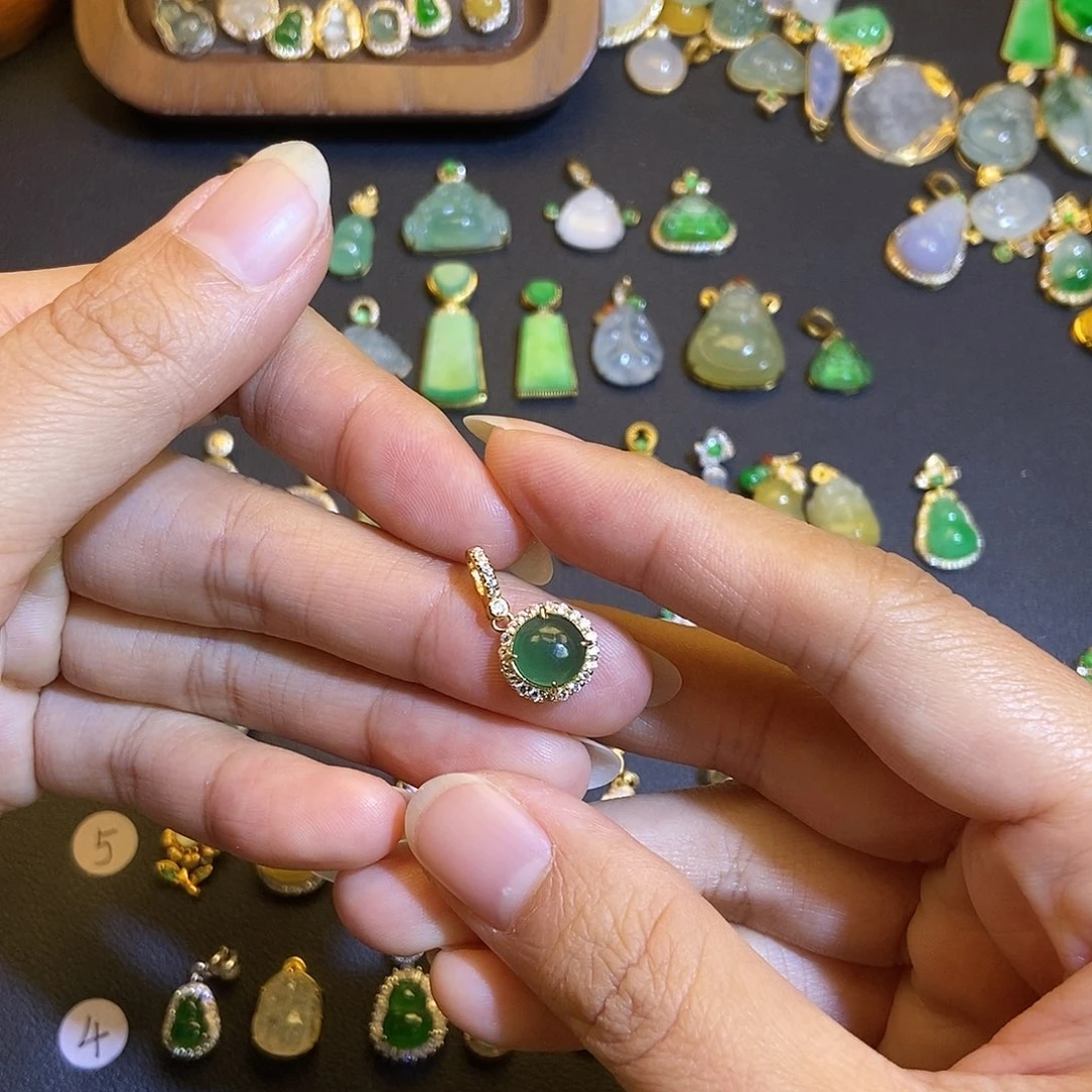 翡翠银S925镶嵌吊坠(不含链)