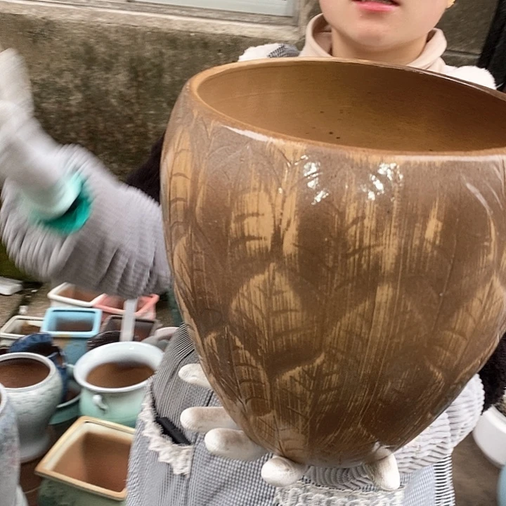 紫砂花盆瑕疵口23高27