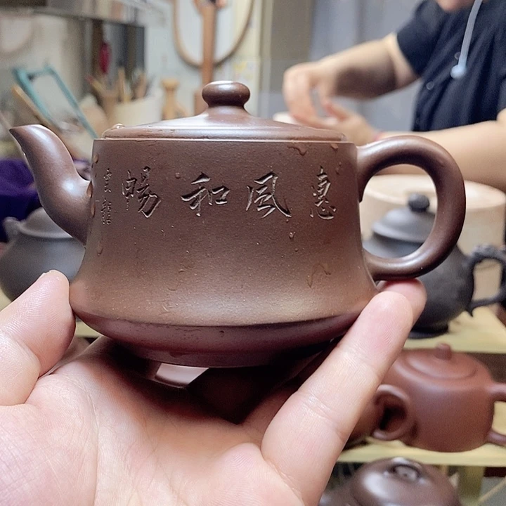 茶壶紫砂高曲壶 半手工制作