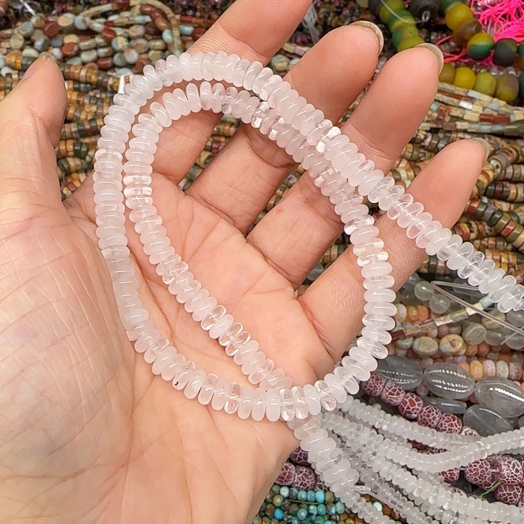 玛瑙/玉髓合金珠宝半成品白水晶算盘6mm一条