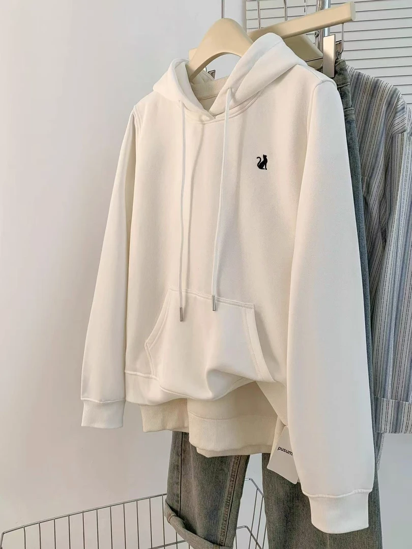 【C550、D701】秋冬季新款圆领连帽加绒加厚卫衣男女宽松休闲上衣