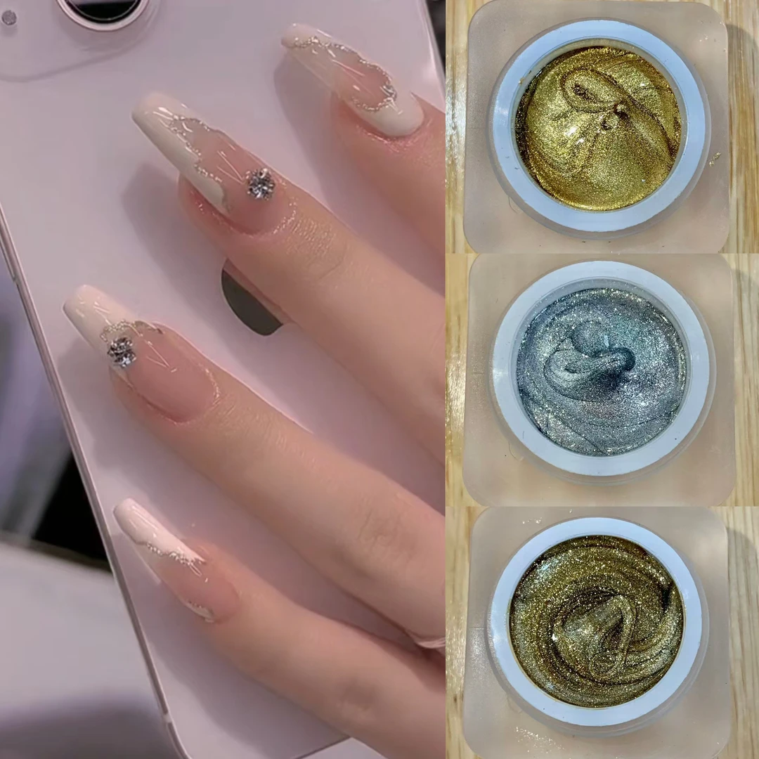 美甲用品新款铂金彩绘胶金属胶画线胶