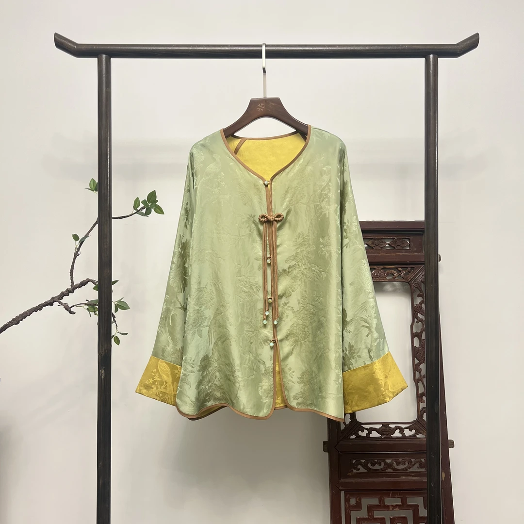 【玉兰飘香】国风新中式桑蚕丝手工高定夏季外套X70185