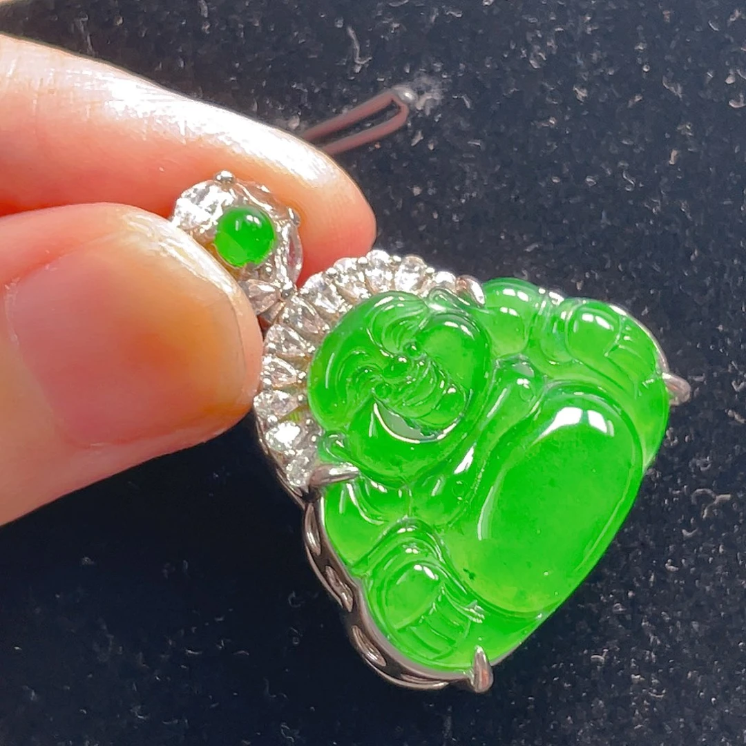 翡翠银S925镶嵌吊坠(不含链)