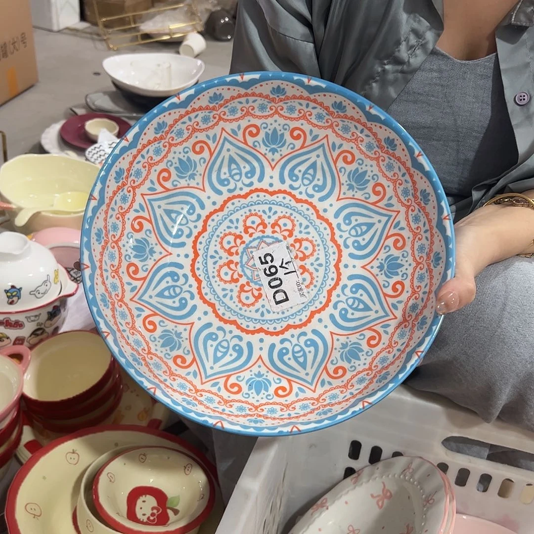 瓷片波西米亚10寸大碗一个