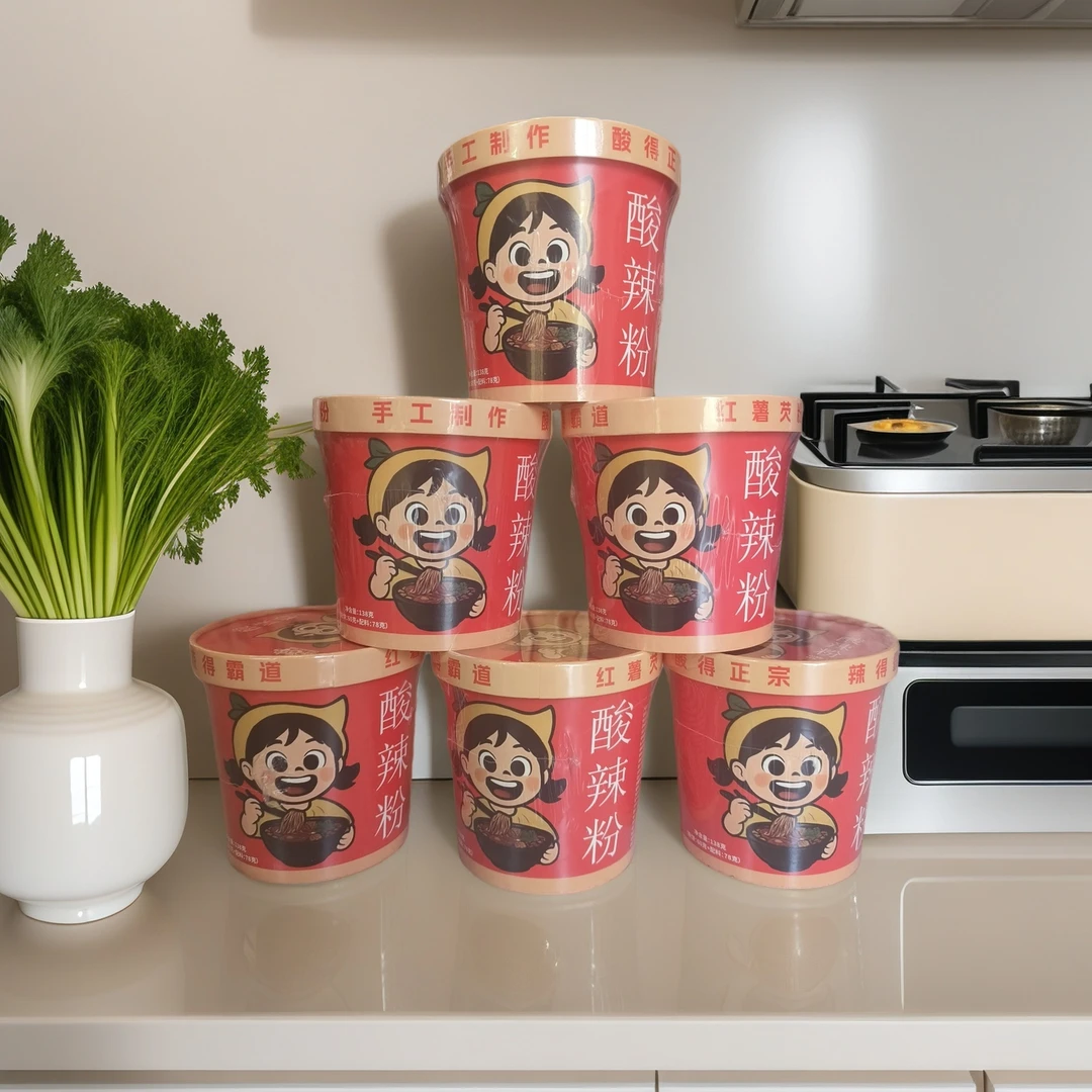 【6桶装】恋吃家酸辣粉红薯粉Q弹爽滑酸辣过瘾懒人速食免煮冲泡型