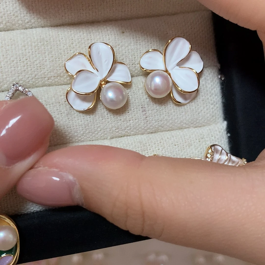 淡水珍珠耳饰合金