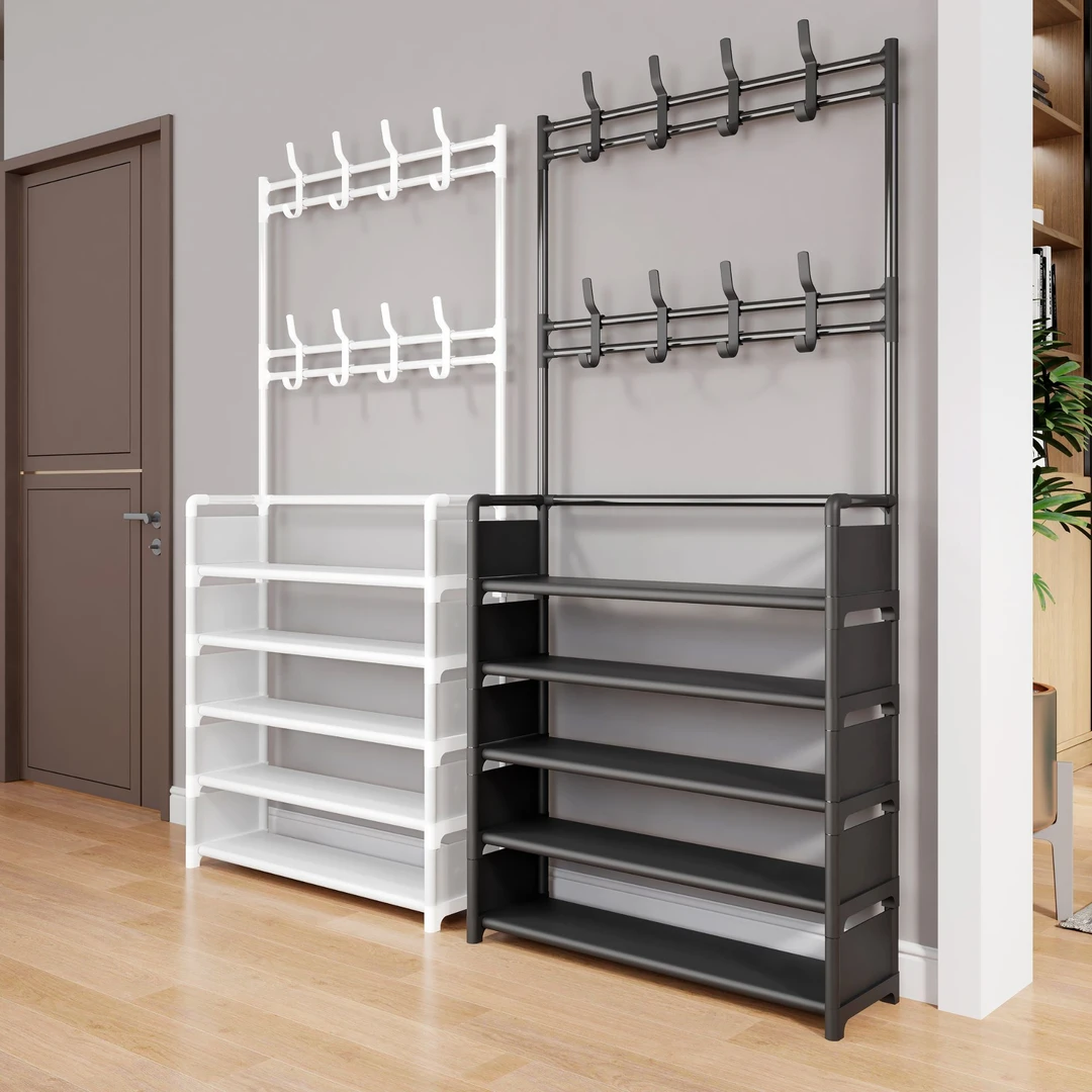 鞋帽架防尘金属多功能多层挂包鞋架大容量置物架子多层家用收纳架