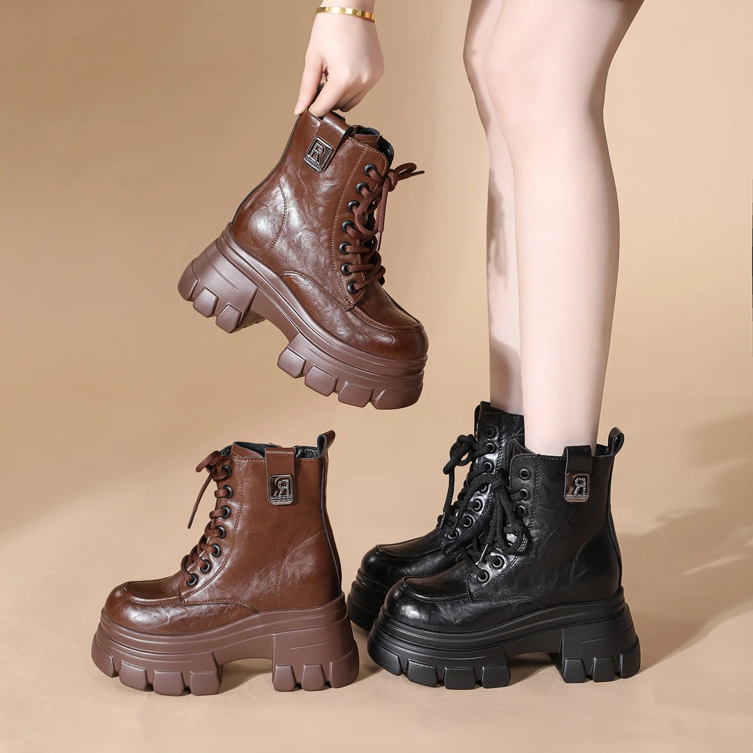 10厘米内增高马丁靴女小个子厚底鞋2025秋冬新款英伦风加厚羊毛靴