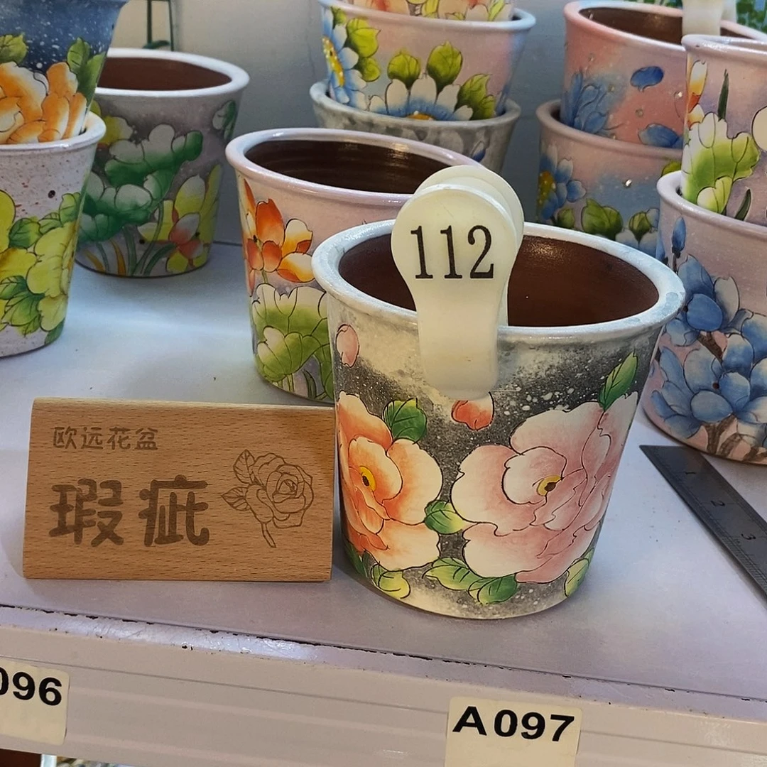 紫砂花盆红陶手绘花盆