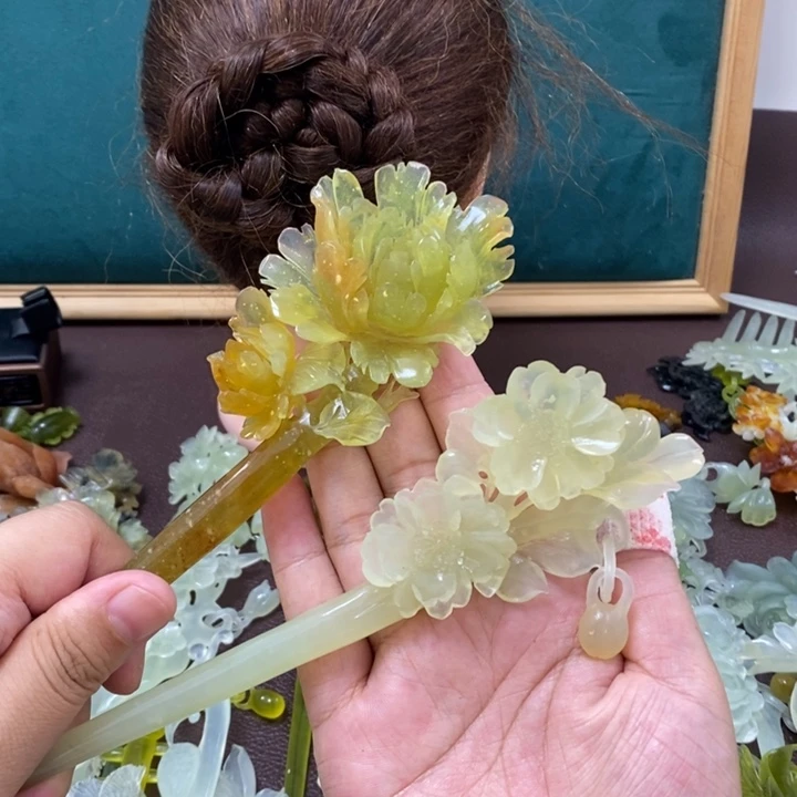 蛇纹石玉发饰未镶嵌用****3