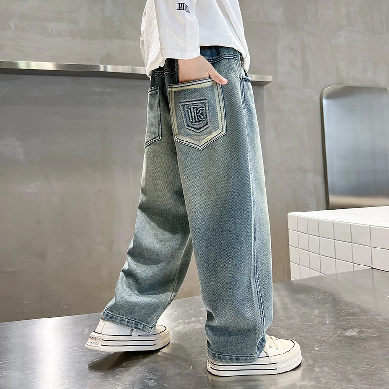 儿童装男童秋装裤子2025新款中大童春秋款酷帅牛仔裤男孩秋季长裤