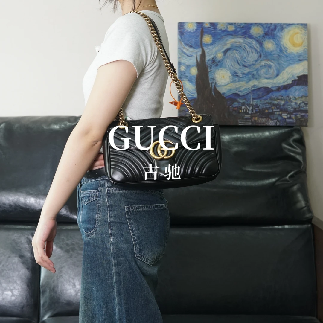95新 GUCCI/古驰 黑金马蒙26/WJ05223929/3929