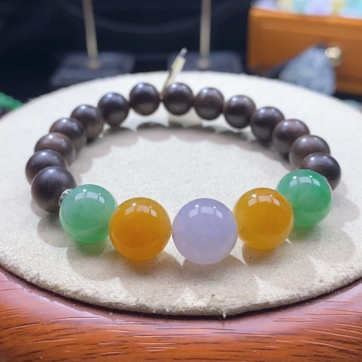翡翠未镶嵌颈饰翡翠浓彩多宝手串