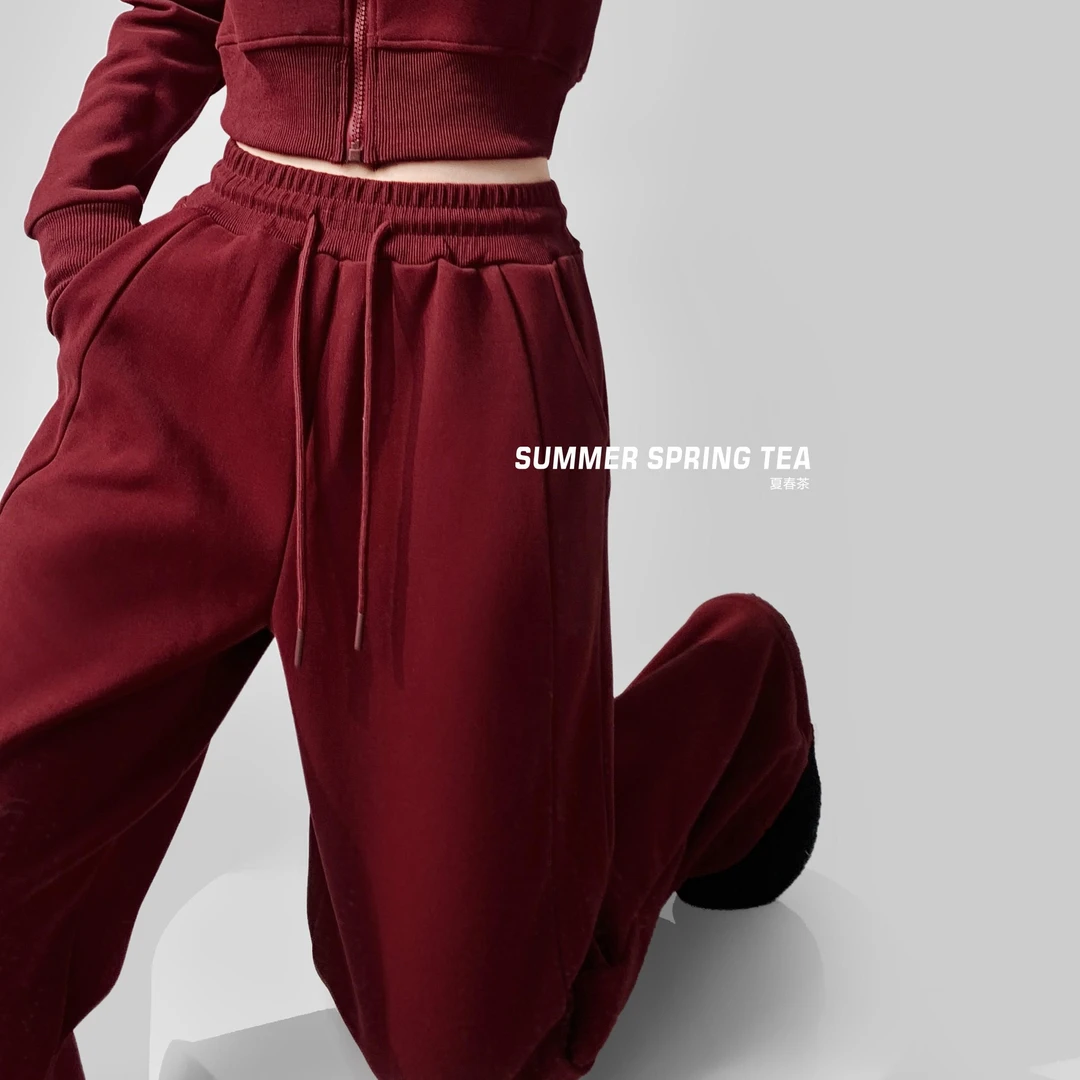 【夏春茶设计】提臀加厚慵懒风高腰休闲阔腿裤冬季加绒显瘦直筒