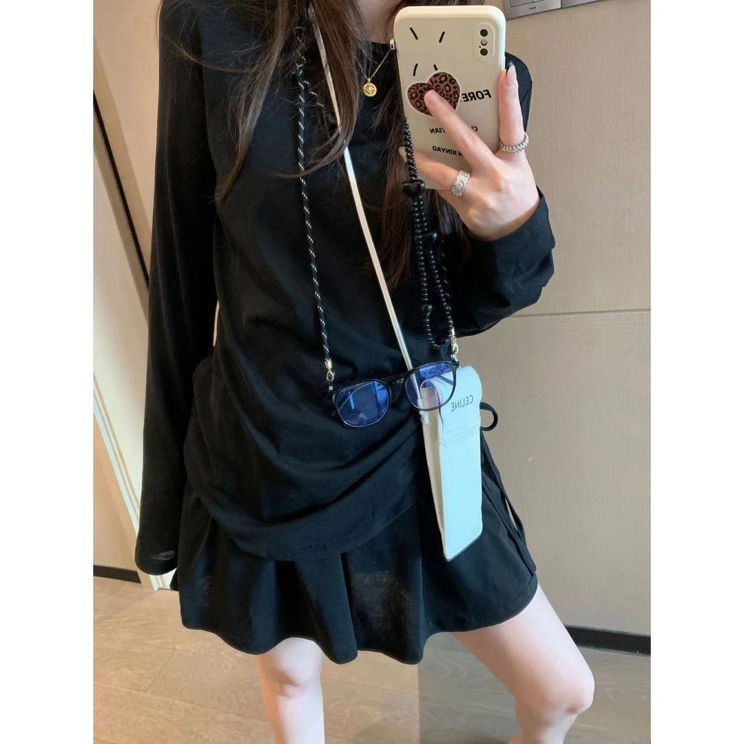 SP露背长袖短裙套装女夏季垂感舒适凉感两件套套装纯欲慵懒风女装
