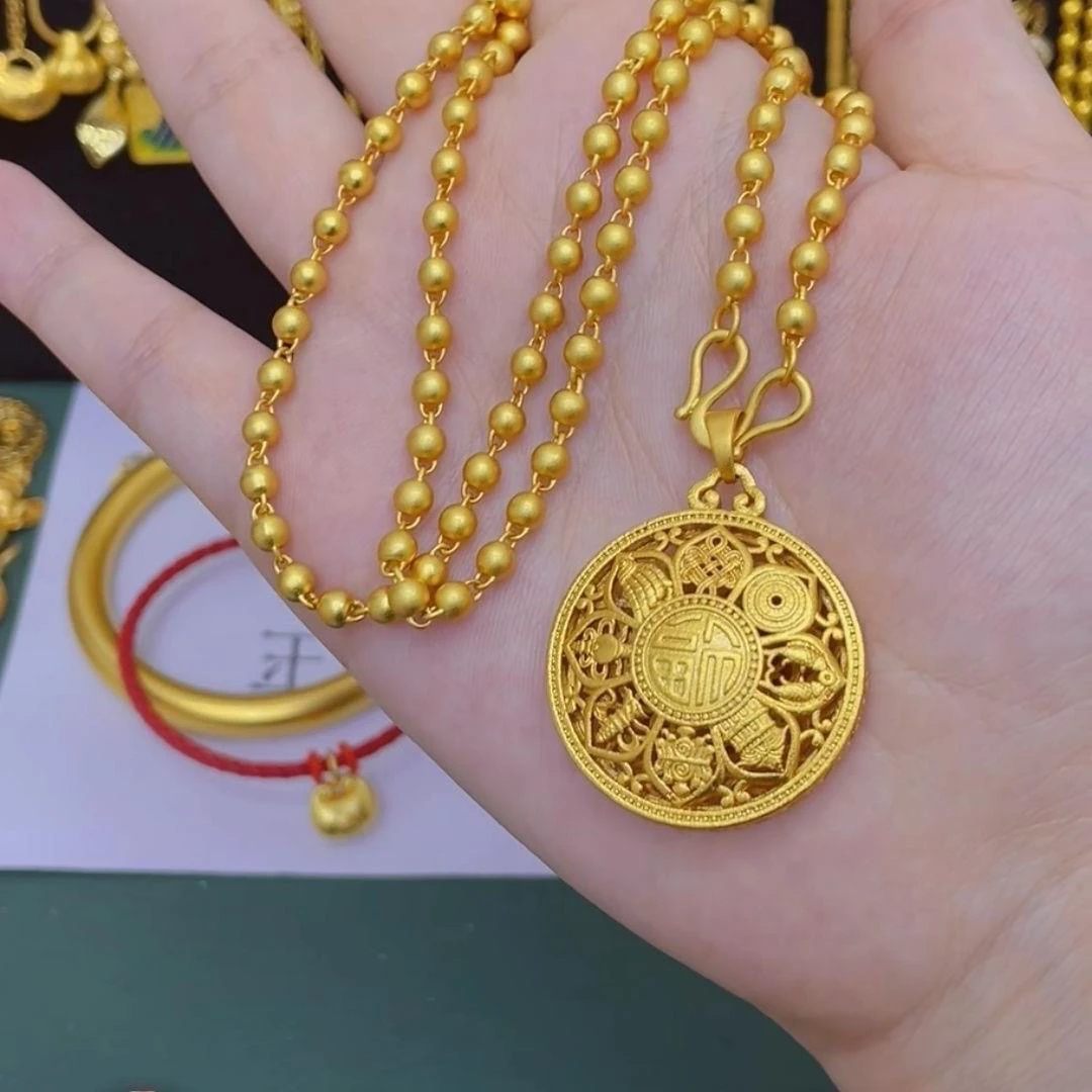 铜合金吊坠 精工版（八宝罗盘吊坠）金色精美项坠饰品项链红绳时尚
