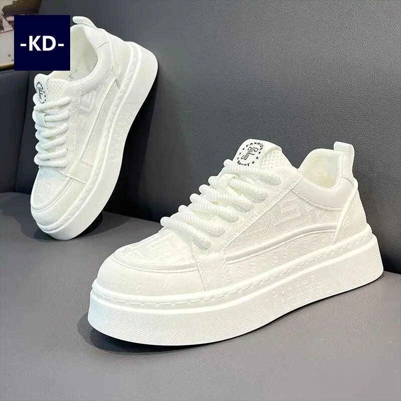 2025新款男款夏季网面休闲透气厚底板鞋男鞋百搭增高小白运动潮鞋