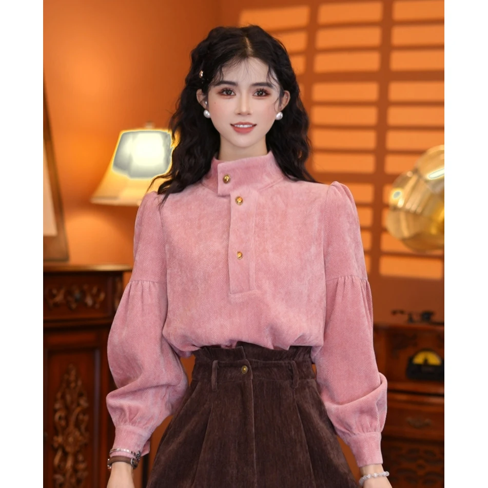 牧子【佳人风度】港风优雅显气质加厚款长袖上衣01217