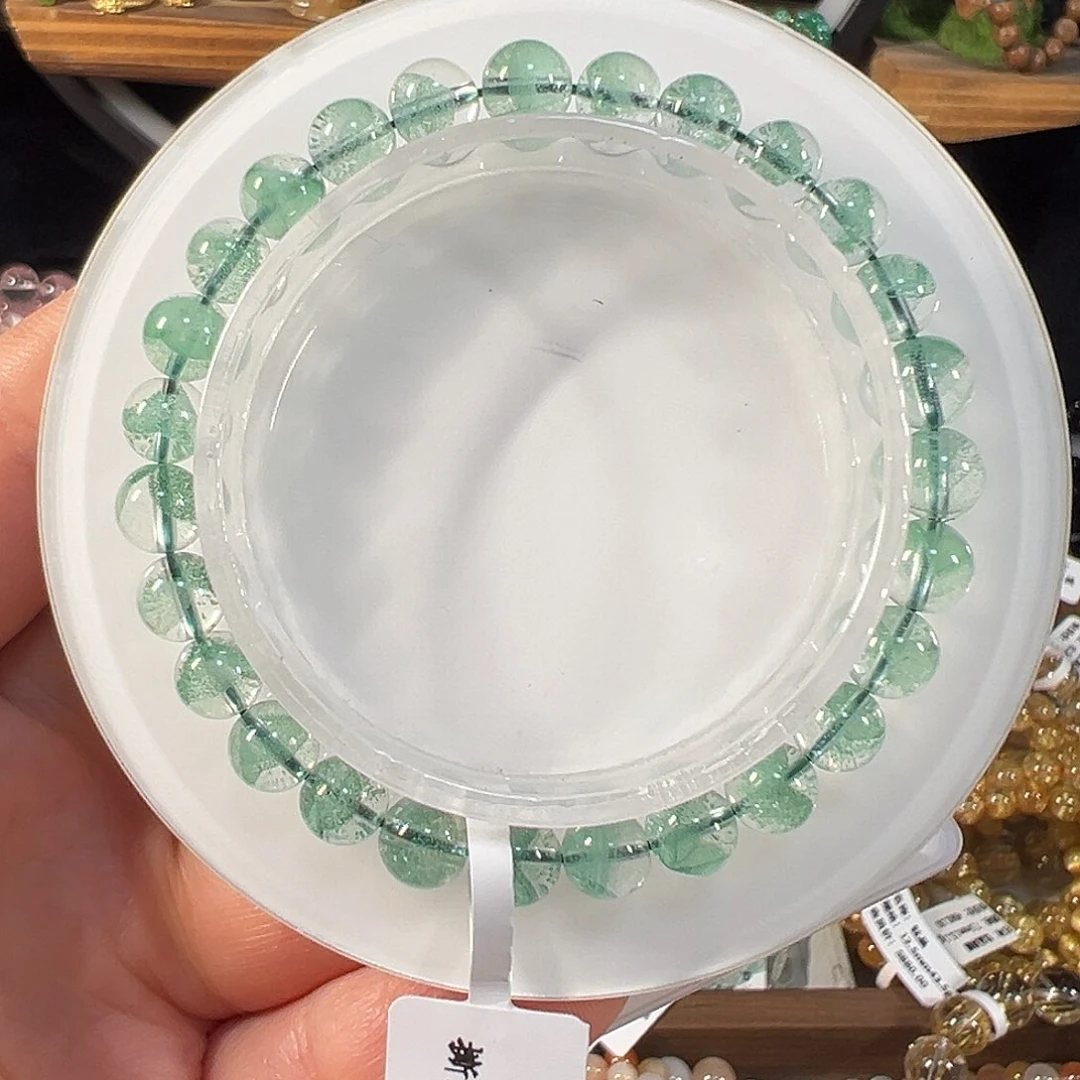 水晶手串未镶嵌巴西翠幽灵6.7mm高品透体单圈手串