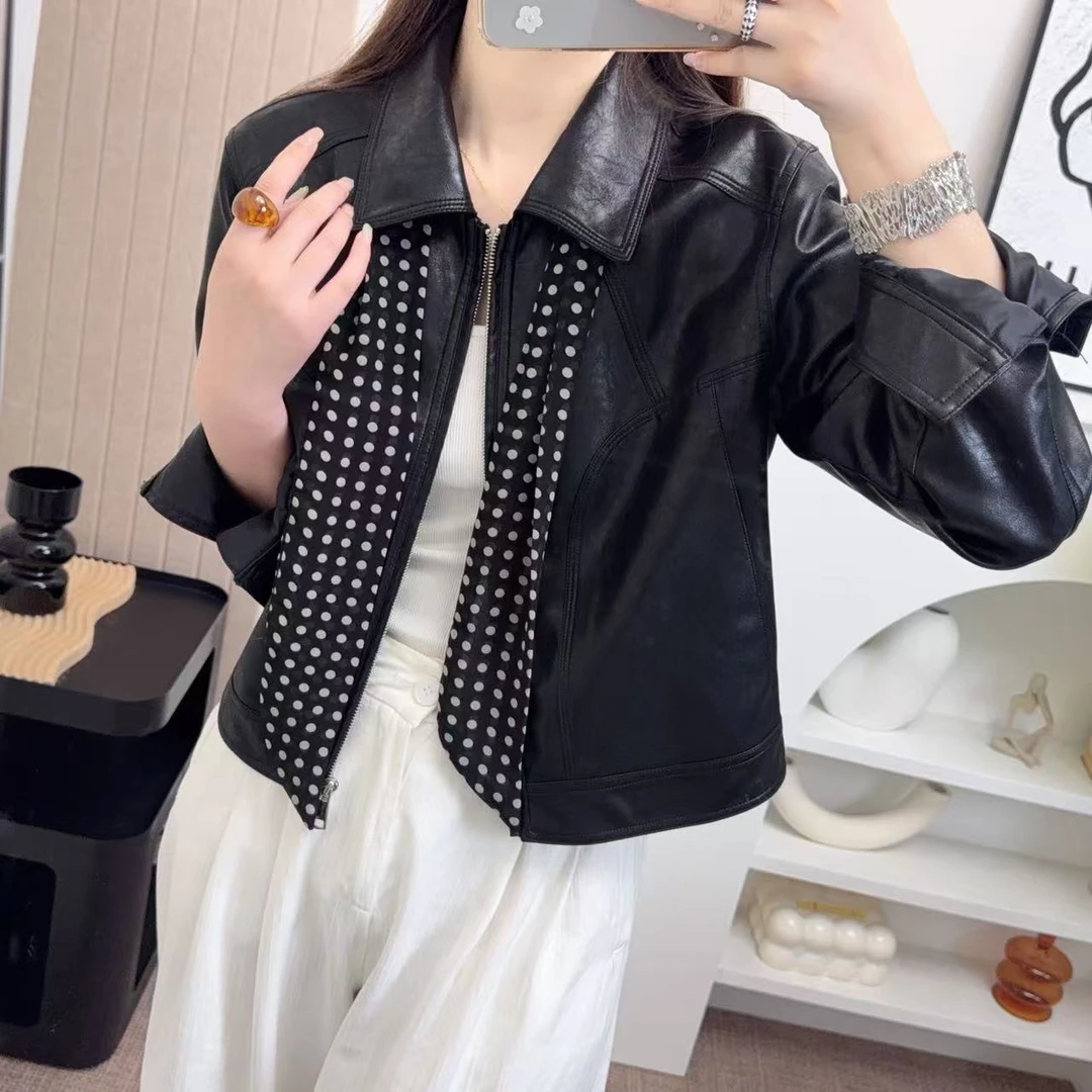 新款韩版宽松显瘦PU黑色皮衣外套女短款小个子夹克25068/AS