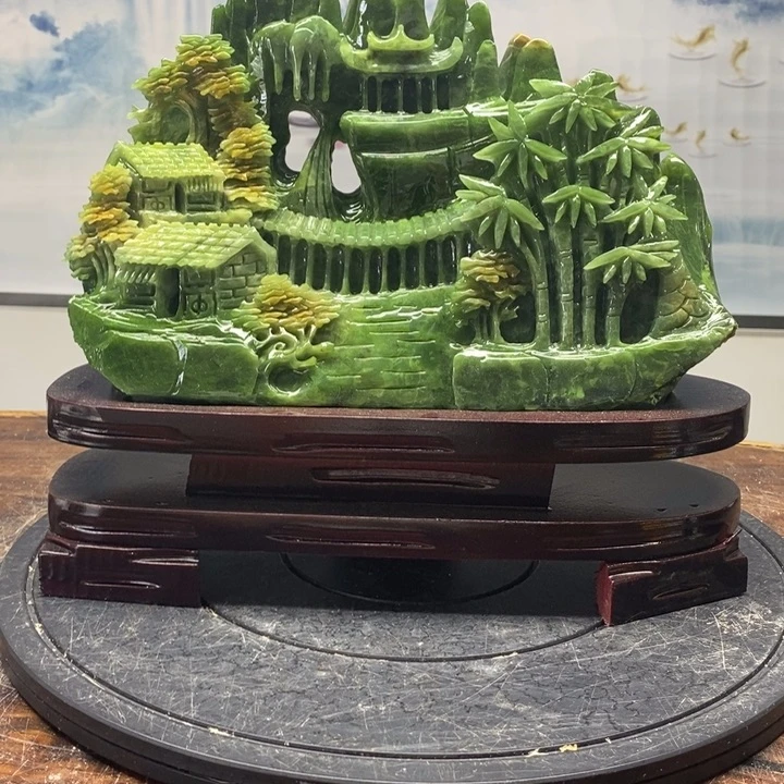 石材岫岩玉山水画作品
