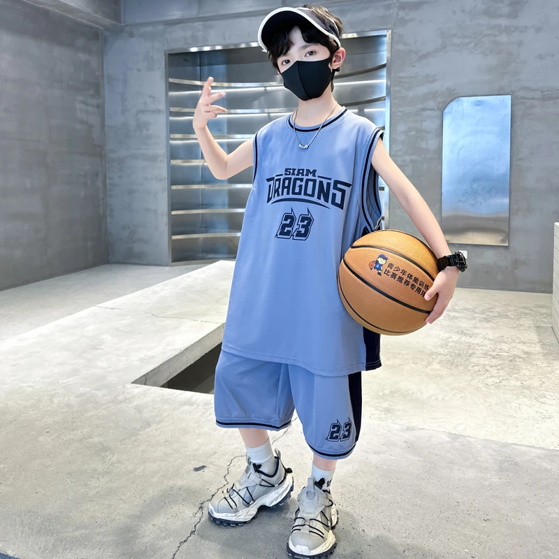 男童夏装新款速干篮球服2025帅气儿童夏季中大童运动背心套装 930