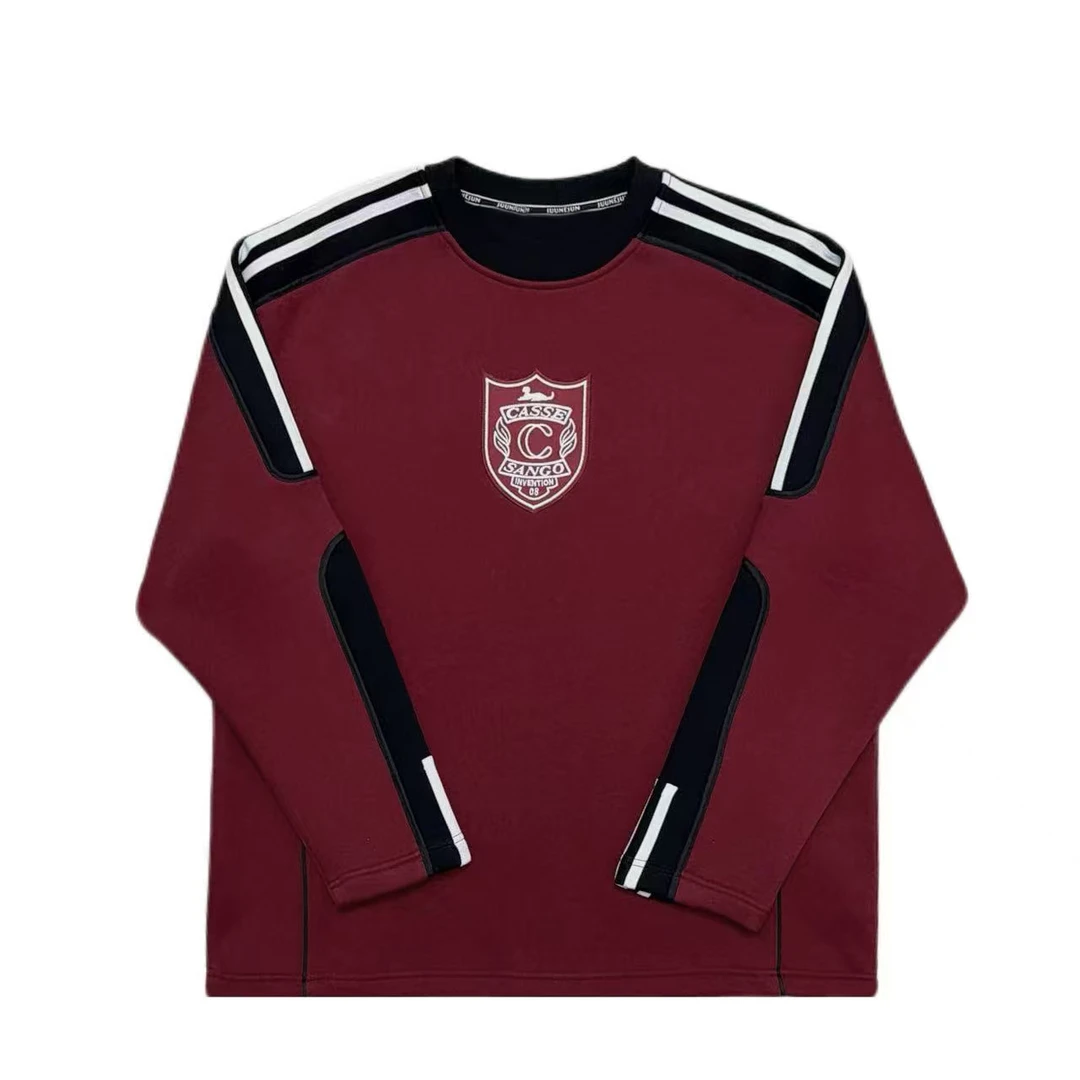 [SN]红色拼接黑色侧织带加绒潮流圆领奥粒绒儿童卫衣（暖暖冬日）