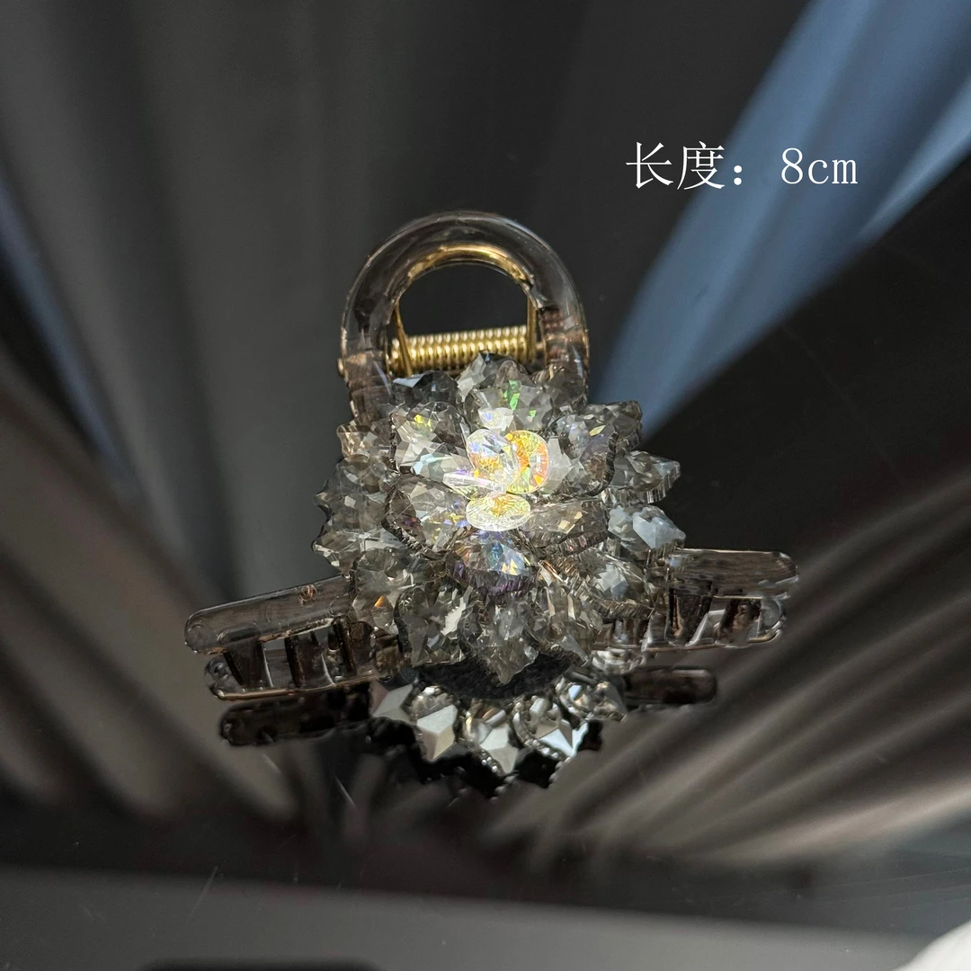 BAOSHATI/宝莎缇F-372轻奢高端满钻超闪花朵抓夹8CM