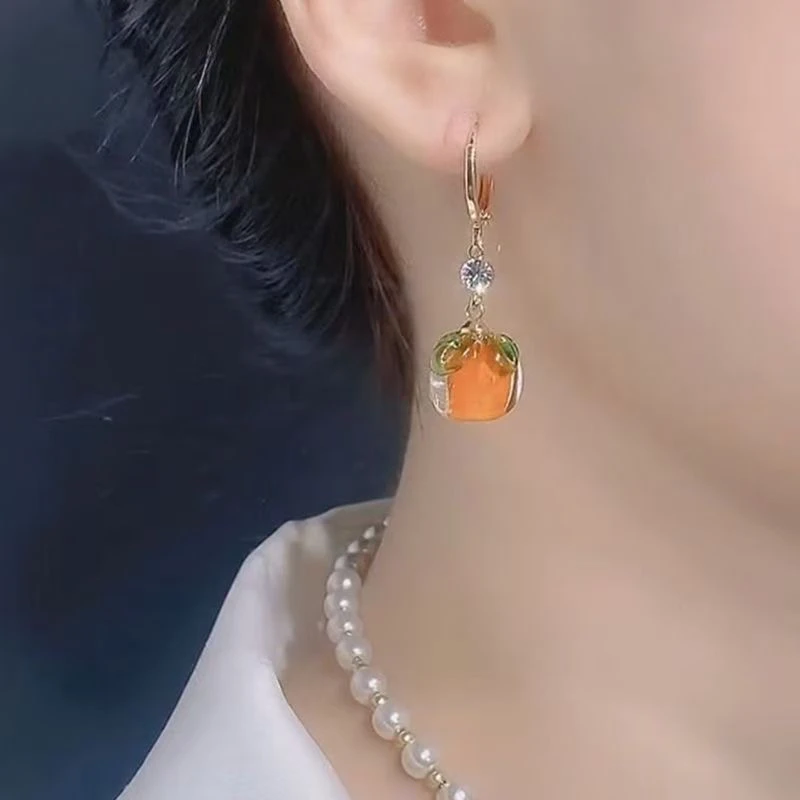 合金无非金属耳饰 柿柿如意网红爆款高级小众设计感气质新年爆款