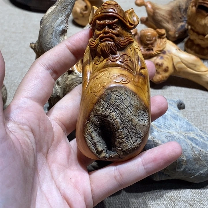 柏木（崖柏）火**绣黑油钟馗手把