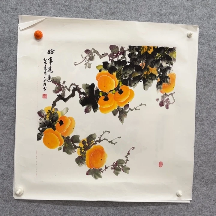 国画花鸟等图案为一体而