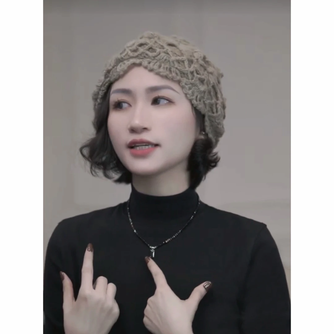 《时光之恋》帽子针织帽子气质网红时尚百搭黑色冬季弹力
