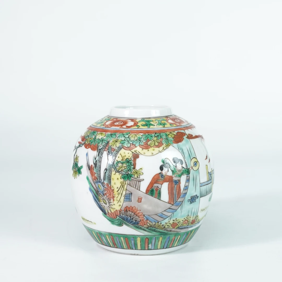 LFD251211003【十竹斋】晚清民国西厢记五彩赏罐