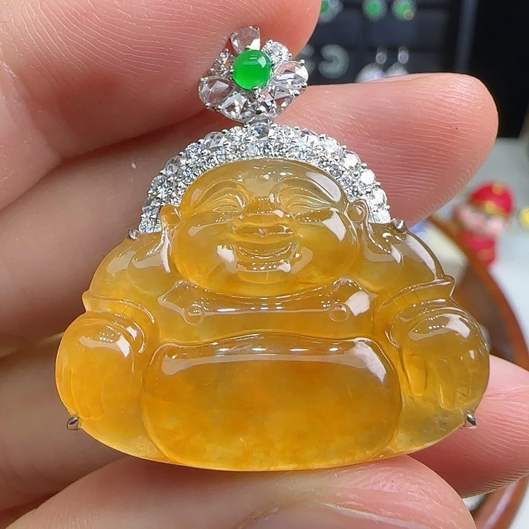 颈饰18K金镶嵌翡翠天然翡翠