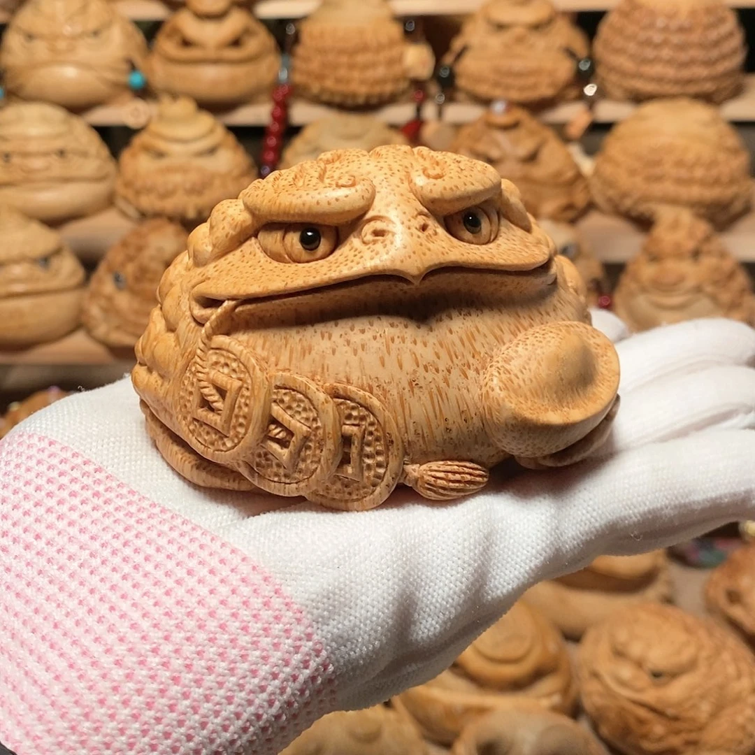 竹雲*竹根雕金蟾手把件